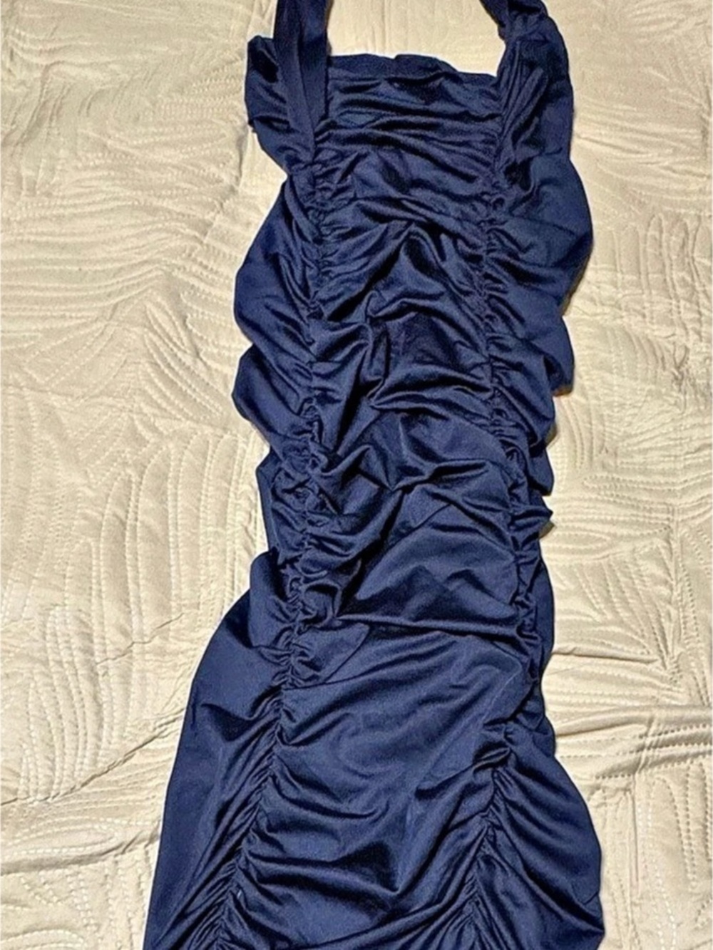 Ruched Maxi Dress in Navy Blue Size Medium